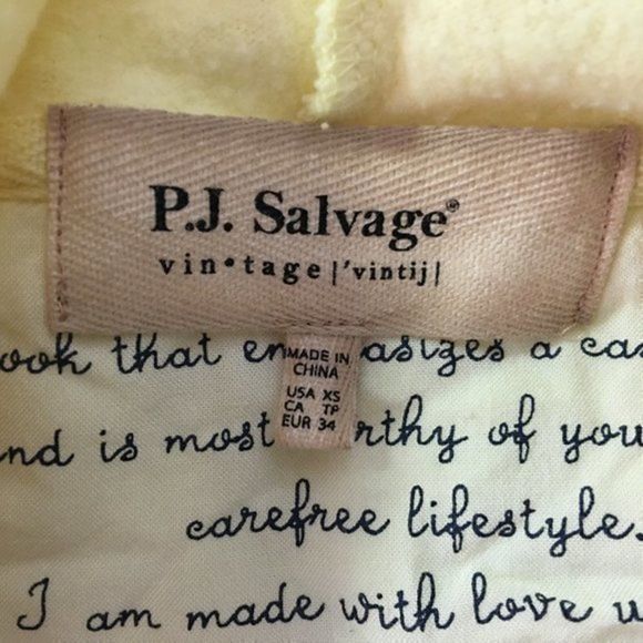 PJ Salvage Revival Lounge Hoodie Yellow Women's Size XS New with defect - Picture 7 of 12
